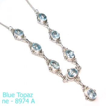 Elegant pure silver handcrafted blue topaz sterling silver necklace for women